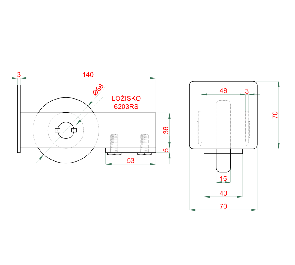 W Set70/Fe-F 70x70x4mm samonosný systém  do 200kg/4m otvor, profil čierny