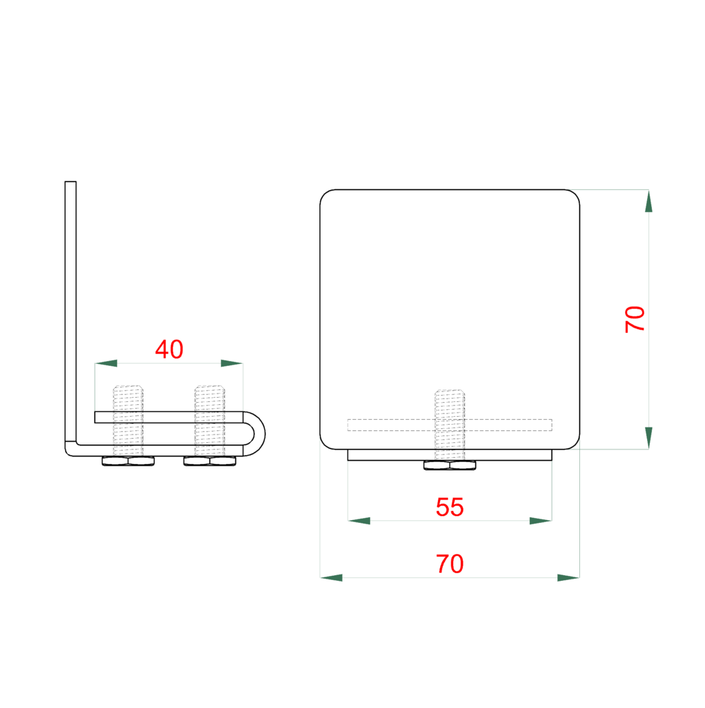 W Set70/Fe-F 70x70x4mm samonosný systém  do 200kg/4m otvor, profil čierny
