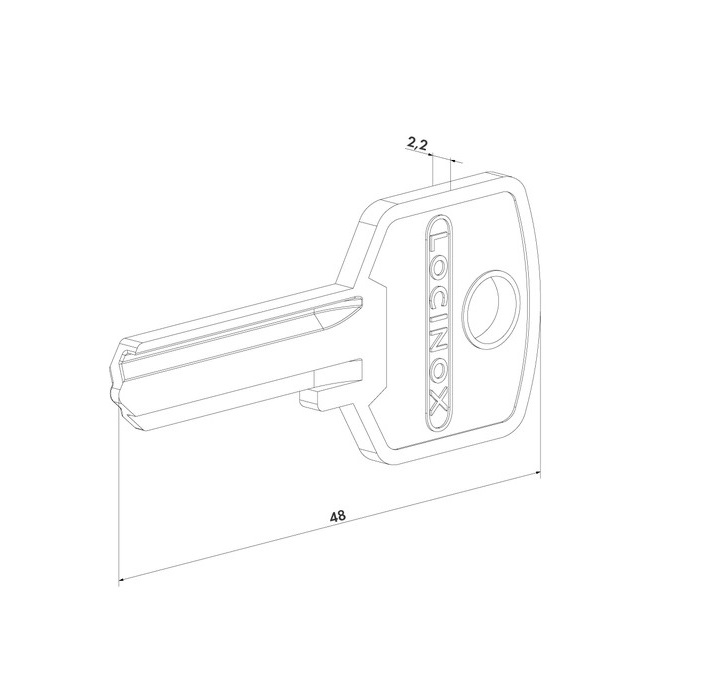 3070-54 LOCINOX® kľúč pre cylindrickú vložku 3012-54, surový