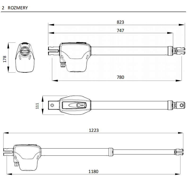 KIT MONOS4/220 Sada 230 V pohonov s teleskop. ramenom do 4m/krídlo