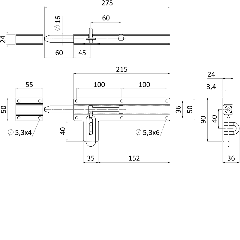 ZR510Zn rígeľ ø 12mm, L: 160mm, pozinkovaný