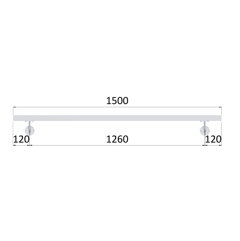 EL1-M150 - 2ks úchyt, madlo ø 42.4mm s ukončením, 150 MM