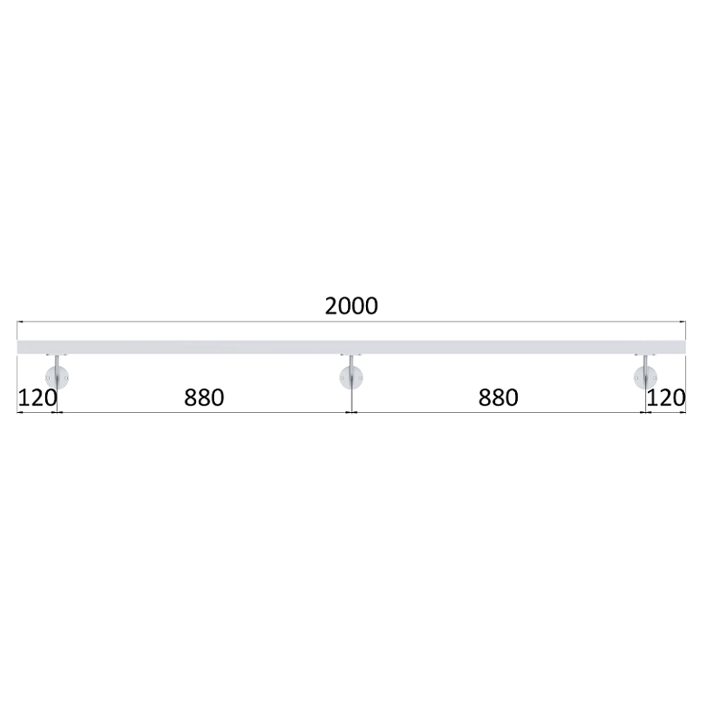 EL1-M200 - 3ks úchyt, madlo ø 42.4mm s ukončením, 2000 mm