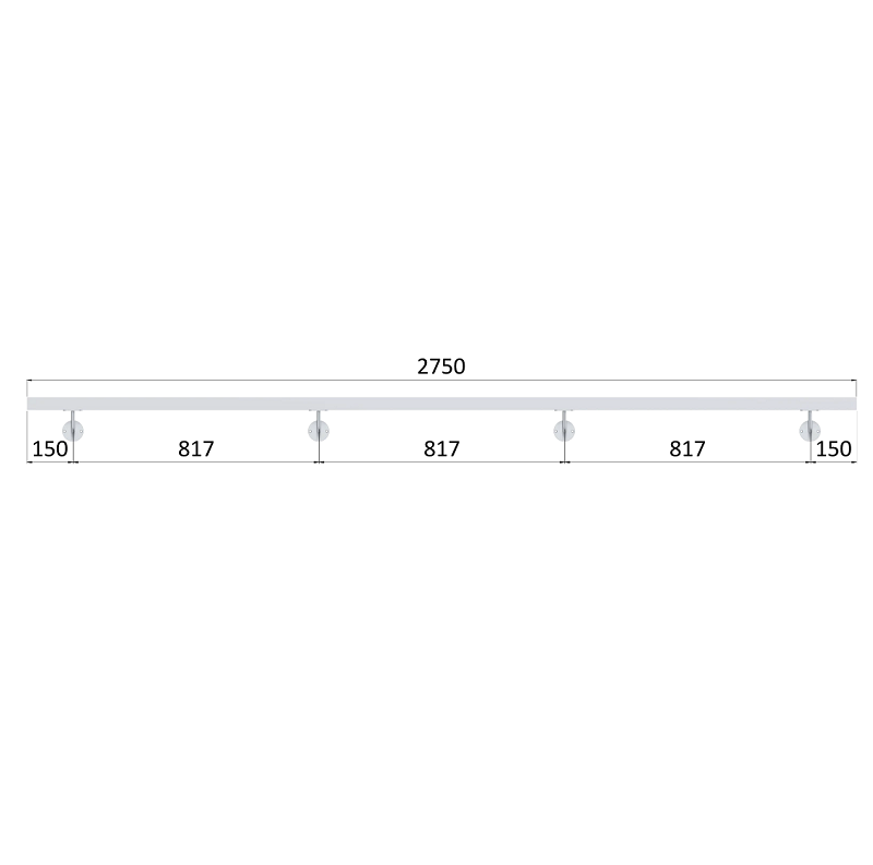 EB1-M275 - 4ks úchyt, madlo ø 42.4mm s ukončením K320 /AISI304, 2750 mm