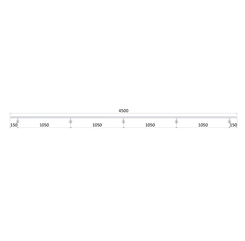 EB1-M450 - 5ks úchyt, madlo ø 42.4mm s ukončením K320 /AISI304, 4500 mm