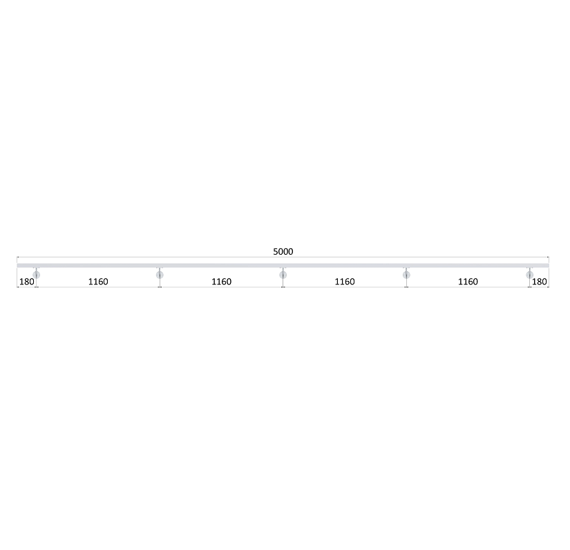 EB1-M500 - 5ks úchyt, madlo ø 42.4mm s ukončením K320 /AISI304, 5000 mm