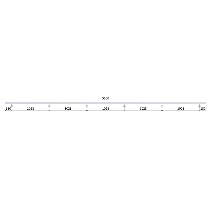 EB1-M550 - 6ks úchyt, madlo ø 42.4mm s ukončením K320 /AISI304, 5500 mm