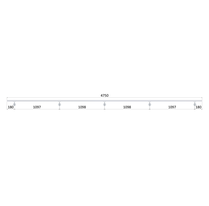 EB1-M475 - 5ks úchyt, madlo ø 42.4mm s ukončením K320 /AISI304, 4750 mm