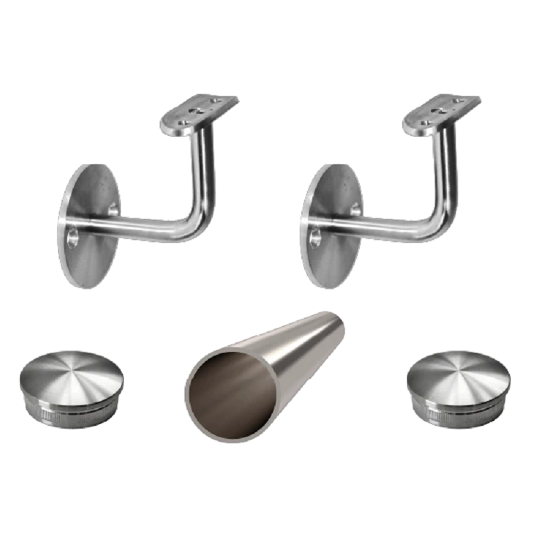 EB1-M575 - 6ks úchyt, madlo ø 42.4mm s ukončením K320 /AISI304, 5750 mm