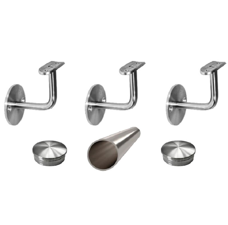 EB1-M575 - 6ks úchyt, madlo ø 42.4mm s ukončením K320 /AISI304, 5750 mm