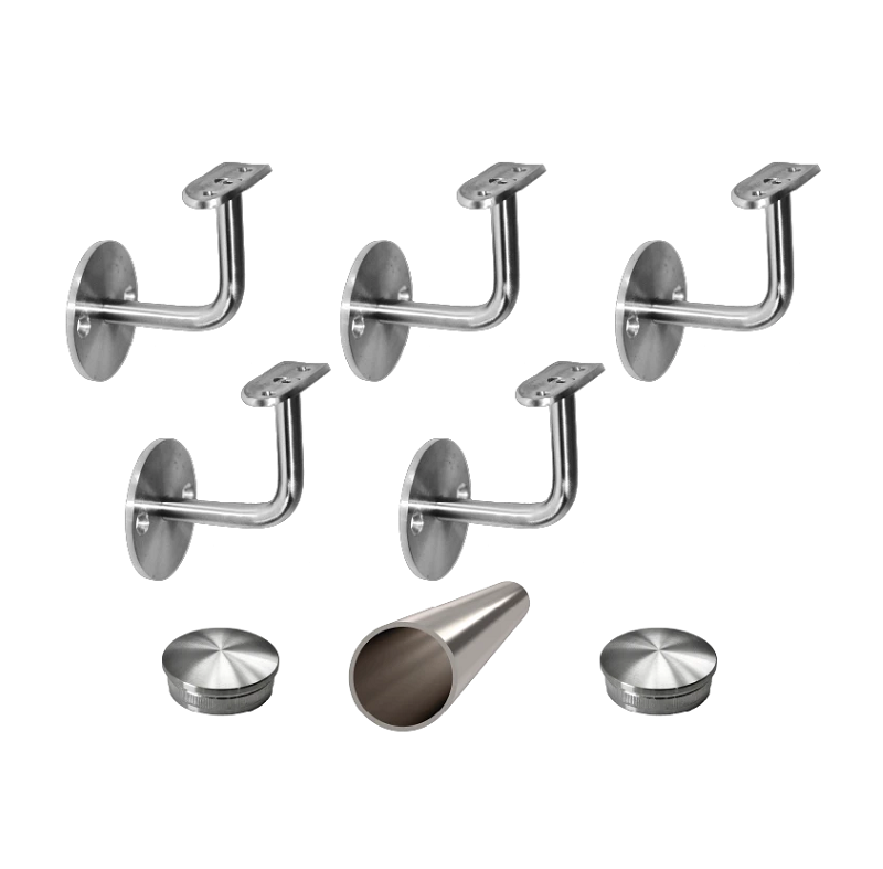 EB1-M575 - 6ks úchyt, madlo ø 42.4mm s ukončením K320 /AISI304, 5750 mm