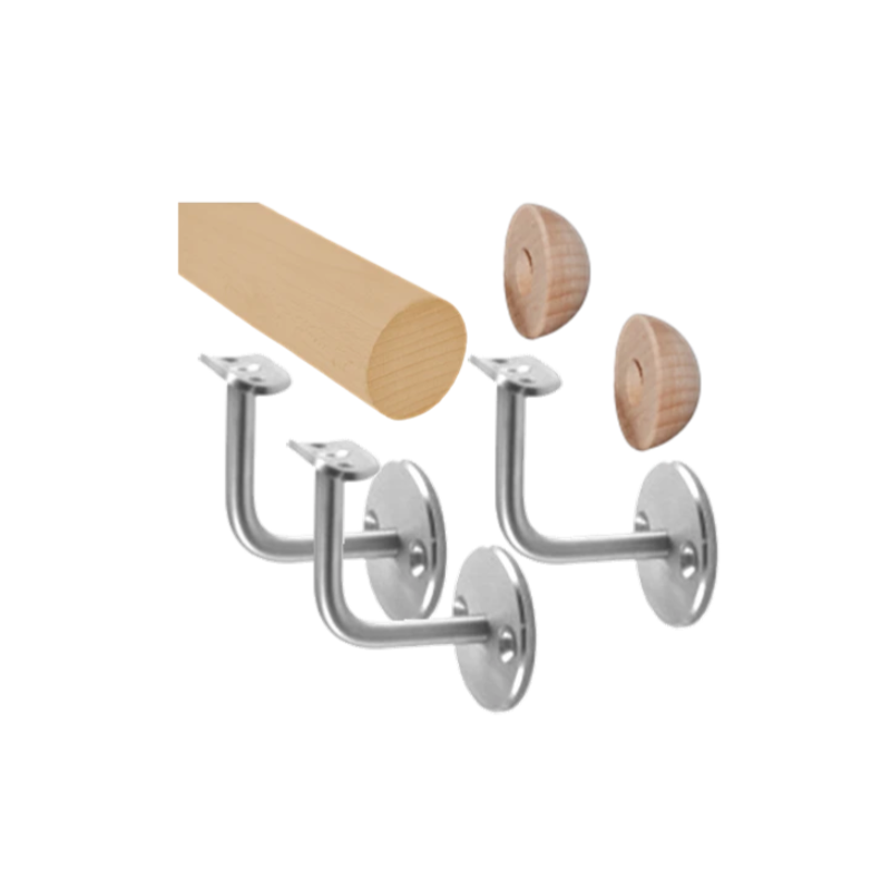 EDB-M275-D - madlo drevené, materiál: buk, brúsený povrch bez náteru, madlo s dreveným ukončením, 2750 mm