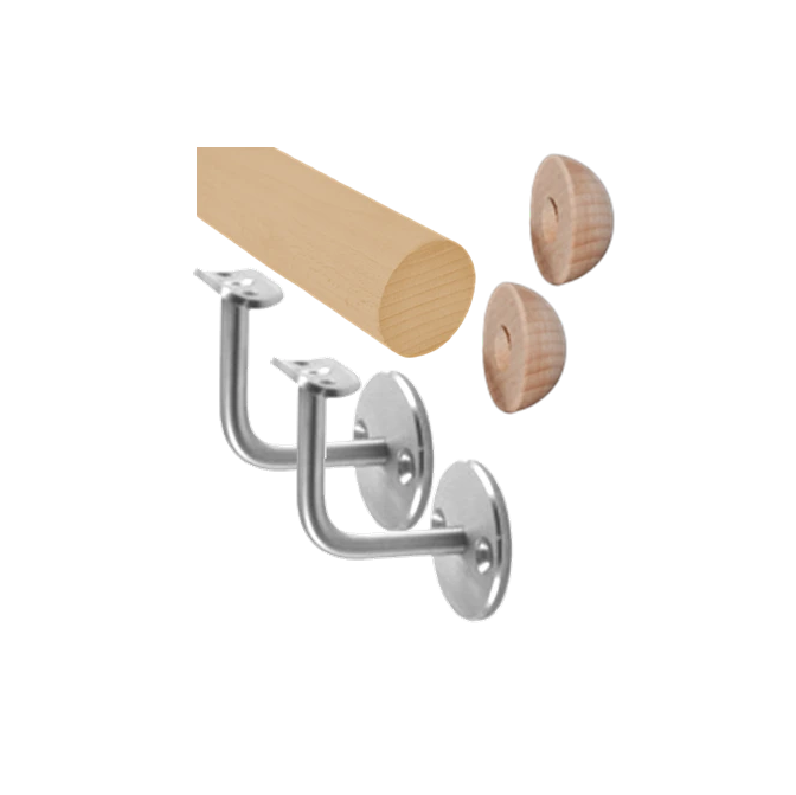 EDB-M275-D - madlo drevené, materiál: buk, brúsený povrch bez náteru, madlo s dreveným ukončením, 2750 mm