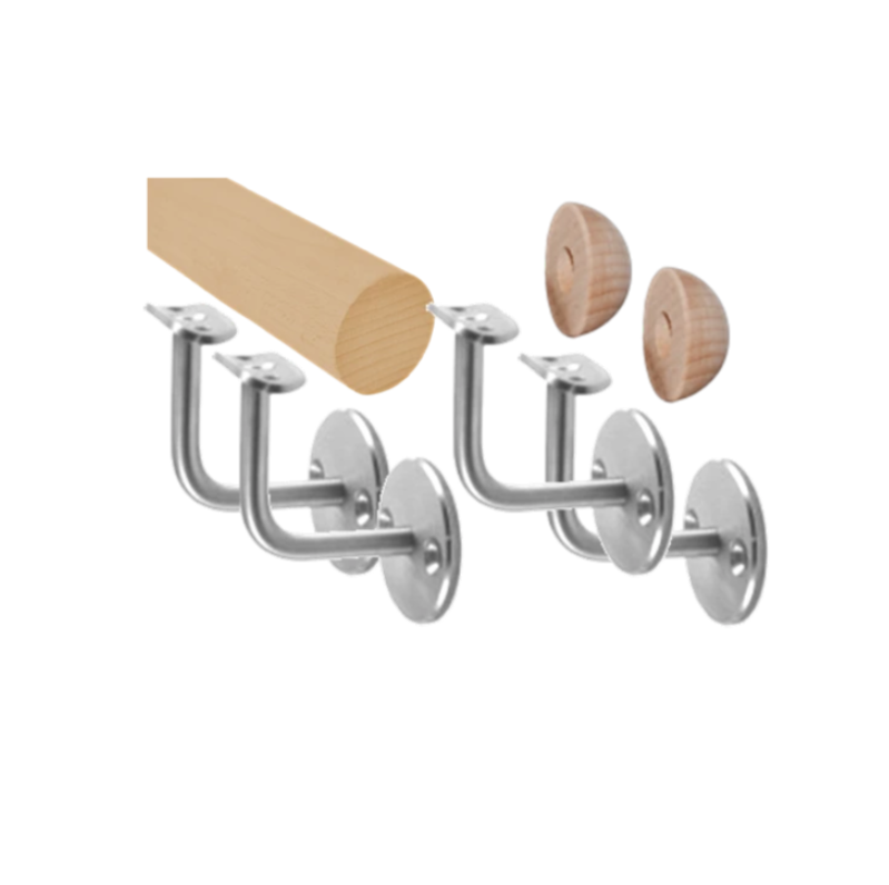 EDB-M275-D - madlo drevené, materiál: buk, brúsený povrch bez náteru, madlo s dreveným ukončením, 2750 mm