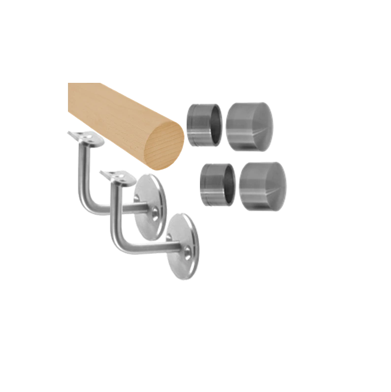 EDB-M100-NL - madlo drevené, materiál: buk, brúsený povrch s náterom BORI (bezfarebný), madlo s nerezovým ukončením, 1000 mm