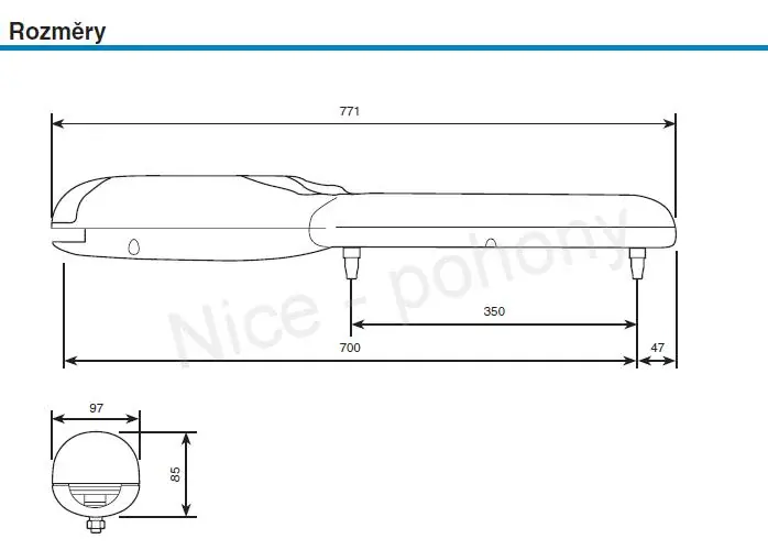 WINGO 3524 KIT,sada pre krídlovú bránu do 3,5m/ krídlo, 1x WG3524 (24V, 85W, 1500N), 1x FLO2RE, 1 pár BF, 1x MC424R10 (vstavaný prijímač)