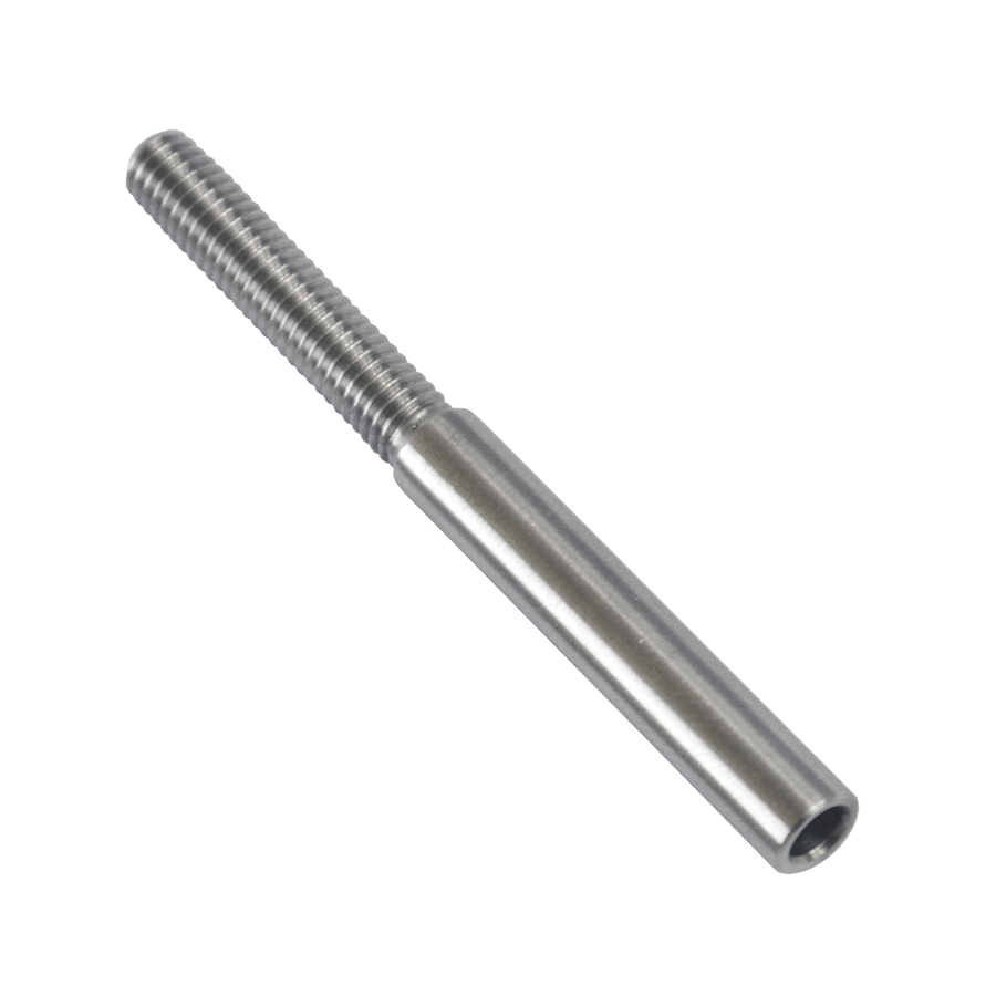 EB1-LK4 úchyt (lepiaci) pre nerezové lanko ø 4mm s vonkajším závitom M6 x 30mm, ( ø 7mm / L: 70mm), brúsená nerez K320 /AISI304, použiť lepidlo MD-GEL454/20