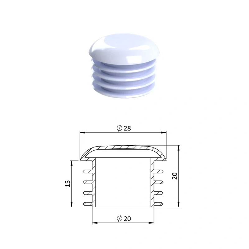 ZOR28WHITE Zátky okrúhle vypuklé Priemer 28, Biela,