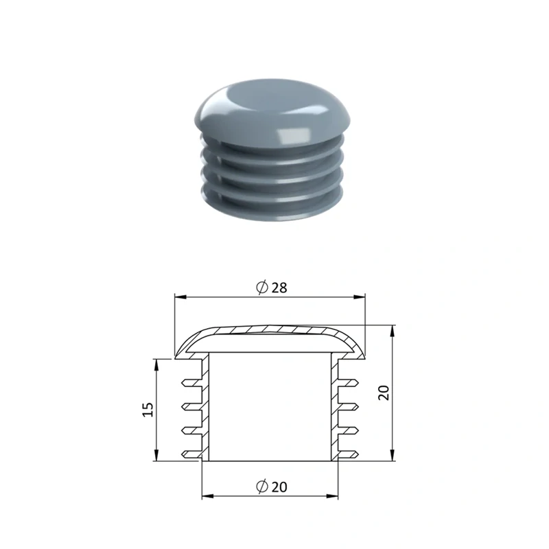 ZOR28GRAY Vnútorná krytka guľatá ø 28 mm, plastová, sivá