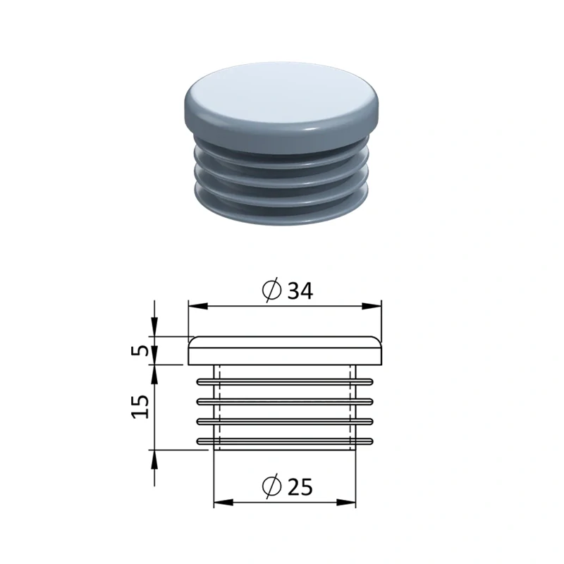 ZO 1GRAY Vnútorná krytka guľatá ø 34 mm, plastová, sivá