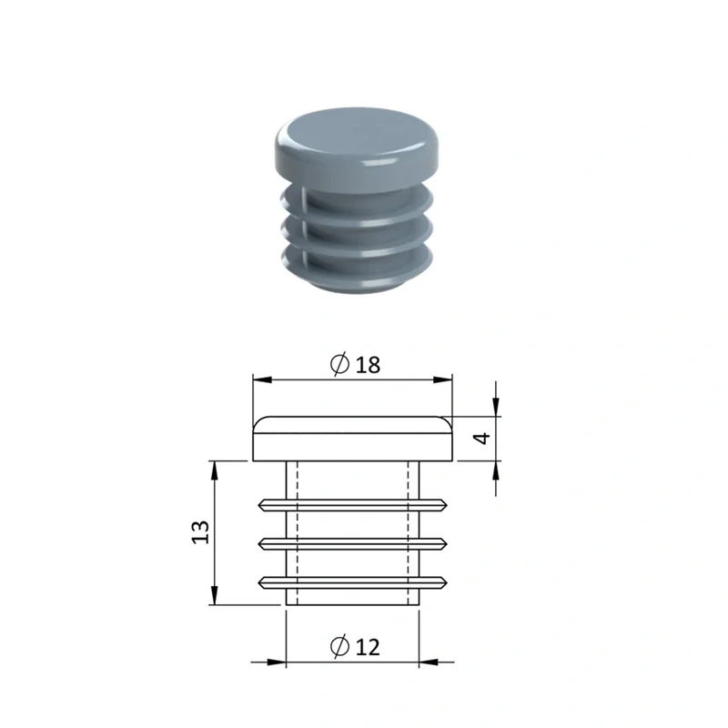 ZO18GRAY Vnútorná krytka guľatá ø 18 mm, plastová, sivá