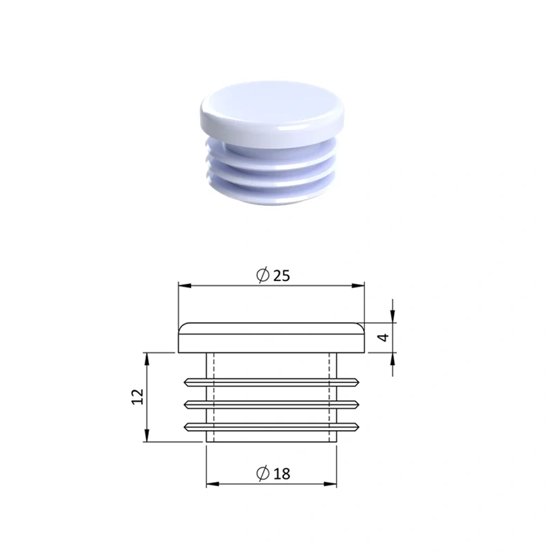 ZO25 Okrúhle, materiál polyetylén, Biela