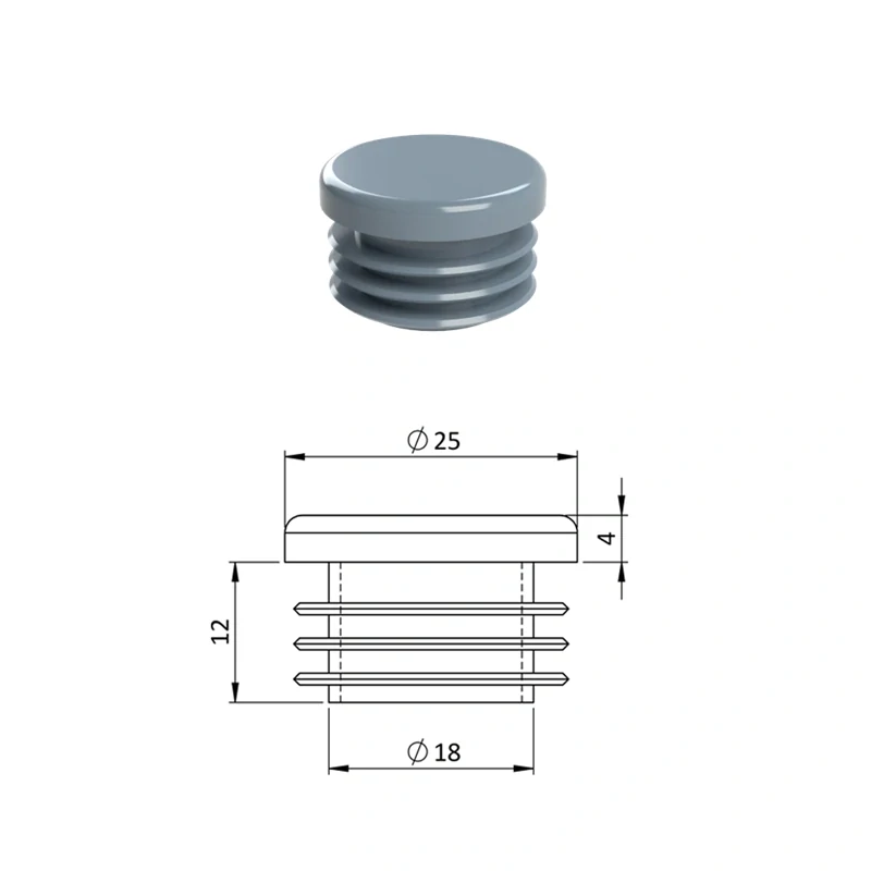 ZO25 Okrúhle, materiál polyetylén, Šedá