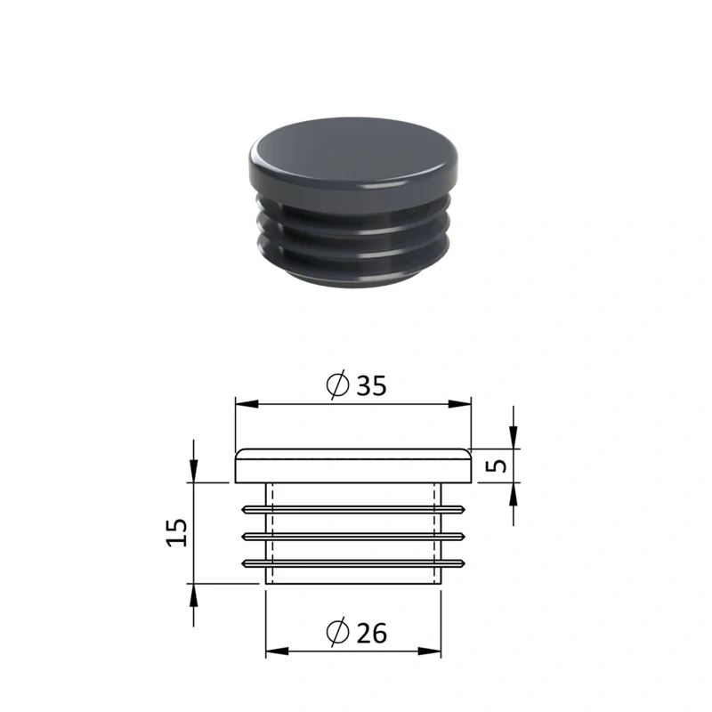 ZO35ANTHRACITE Vnútorná krytka guľatá ø 35 mm, plastová, antracit