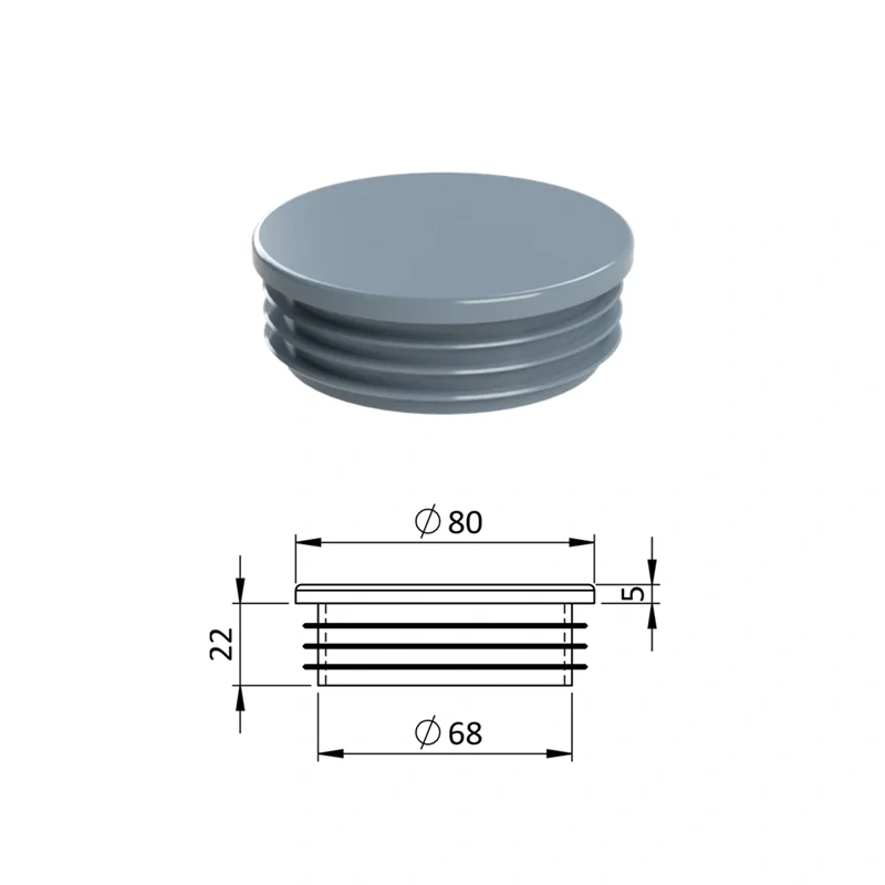 ZO80GRAY Vnútorná krytka guľatá ø 80 mm, plastová, sivá