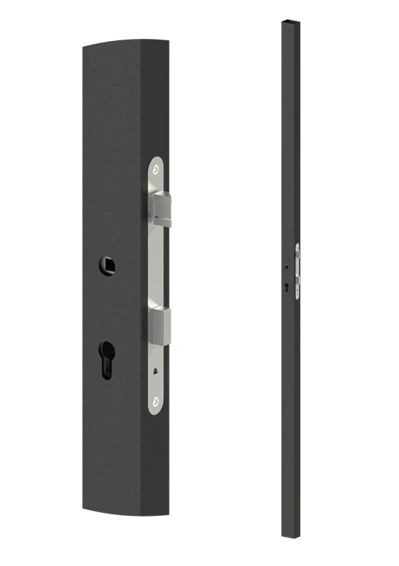 KZK6420H-90 Profil 60x40x1,5mm H-2000mm so zapusteným zámkom, vhodný pre rám bránky, bez povrchovej úpravy