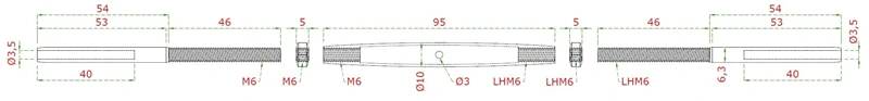 EB1-LSL3-PVD lepiaci úchyt, šponovák pre nerezové lanko ø3.0; 4.0; 5.0 mm, so závitom M6-M8 a LH6-LH8, brúsená nerez K320/ AISI304