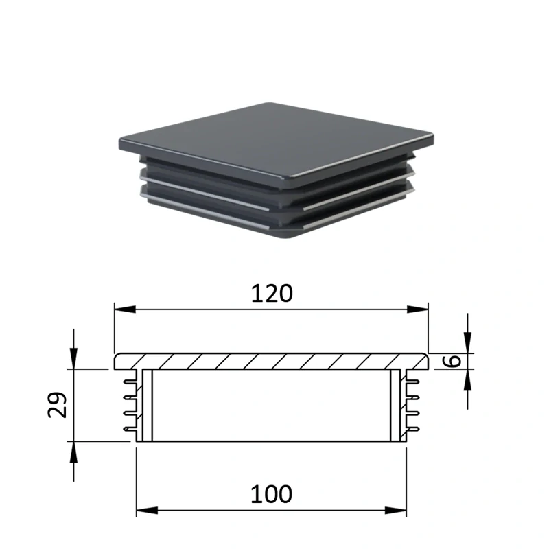 ZK120x120ANTHRACITE Krytka plastová 120 x 120 mm, antracit
