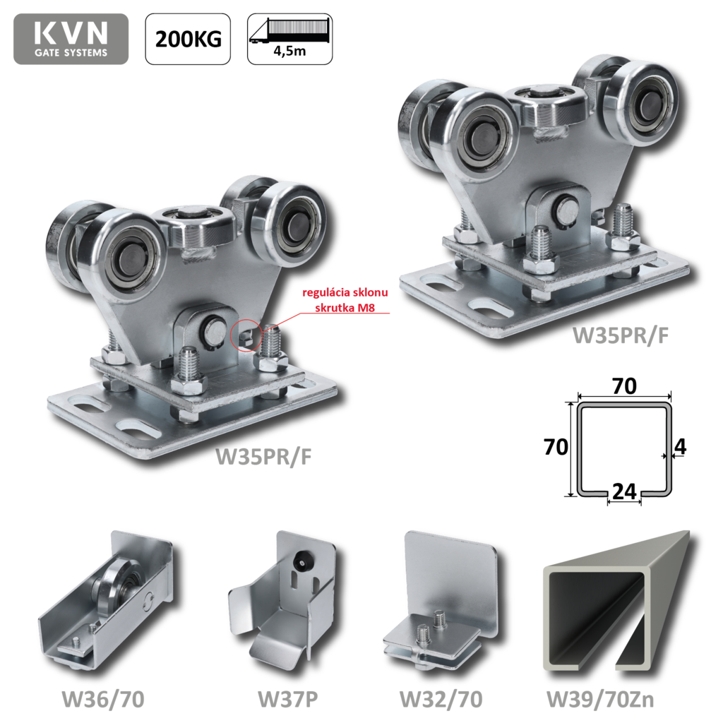 W Set70/Zn-F 70x70x4mm samonosný systém do 200kg/4m otvor, profil pozinkovaný