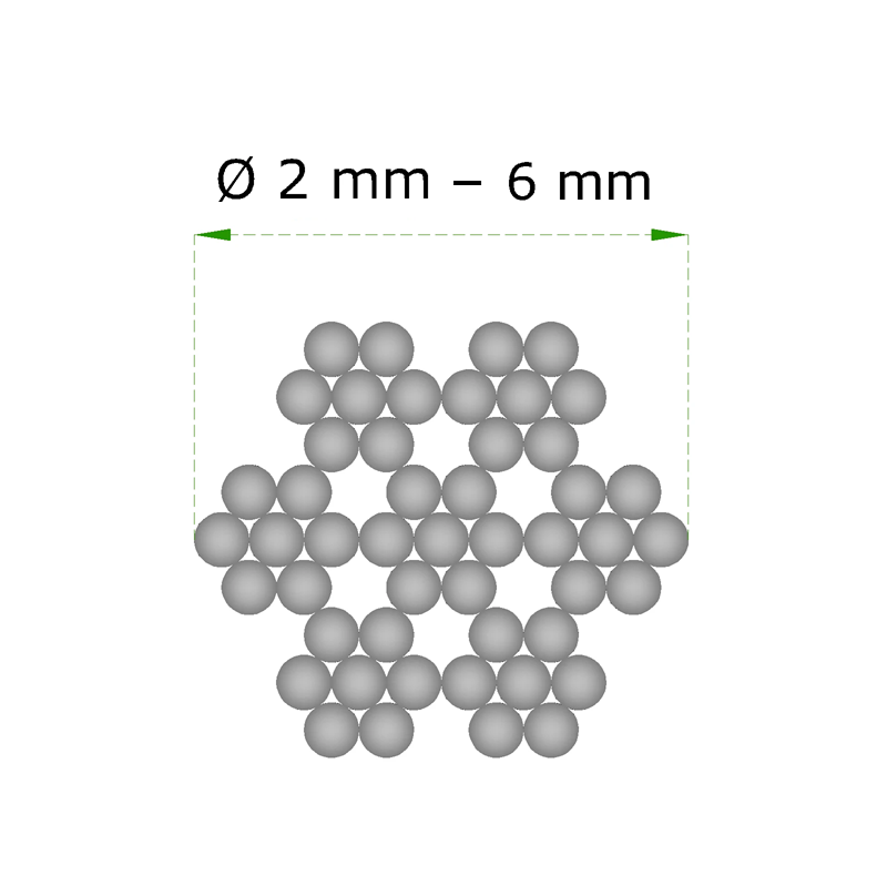 EB2-LA6 nerezové lanko ø 6mm (7x7 dr. ) /AISI316