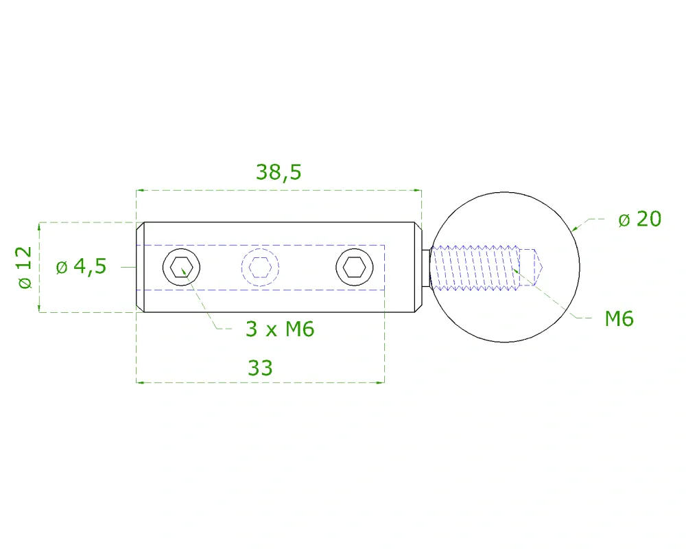 EB1-LR44 úchyt pre nerezové lanko ø 4mm (61mm /ø 12/20mm), brúsená nerez K320 /AISI304