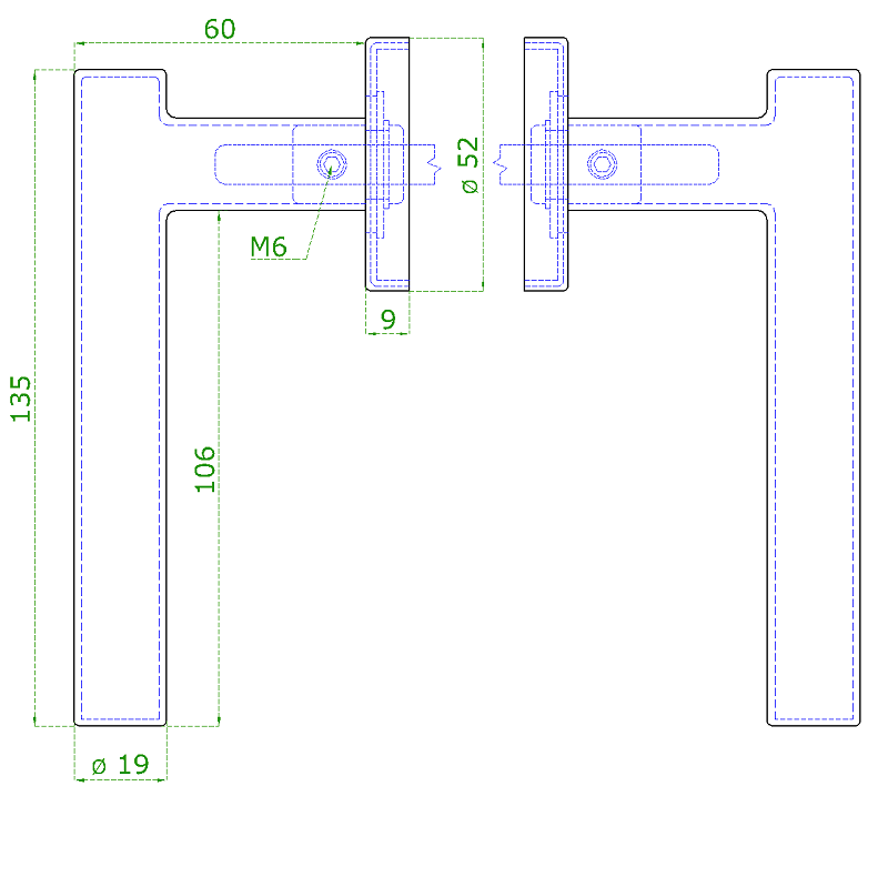 EB1-KLD23 kľučka nerezová (pár) bez dolnej rozety, balenie: 2ks kľučka + príslušenstvo k montáži, brúsená nerez K320 /AISI304