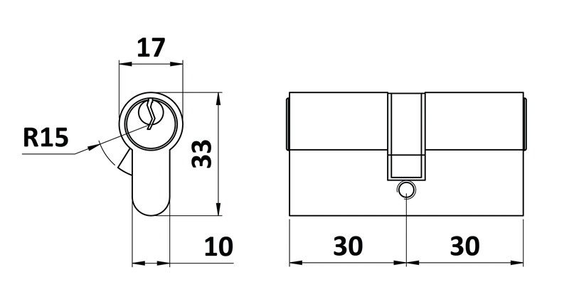 VL60 Cylindrická vložka EURO 30/30 mm, mosadzná, 3 kľúče