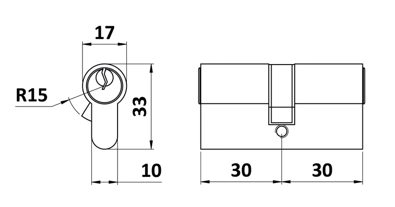 VL62N Cylindrická vložka EURO 30/30 mm, niklová, 5 kľúčov