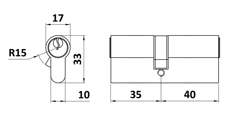 VL75 Cylindrická vložka EURO 35/40 mm, mosadzná, 3 kľúče
