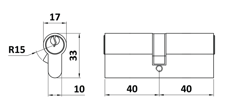 VL80 Cylindrická vložka EURO 40/40 mm, mosadzná, 3 kľúče