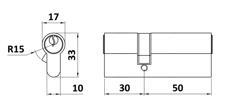 VL81 Cylindrická vložka EURO 30/50 mm, mosadzná, 3 kľúče