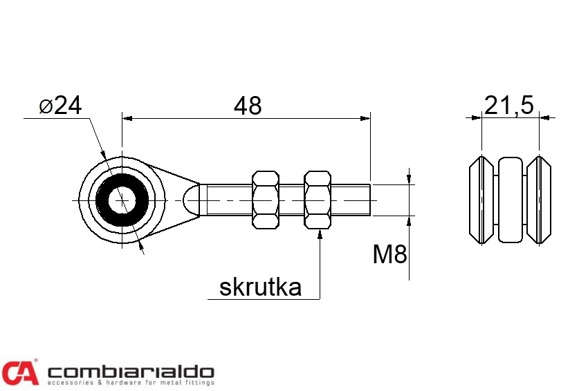 C755NY/P Vozík závesný od výrobcu Combi Arialdo. Nylonové kolieska eliminujú nežiaduce zvuky pri pohybe vo vodiacom profile.