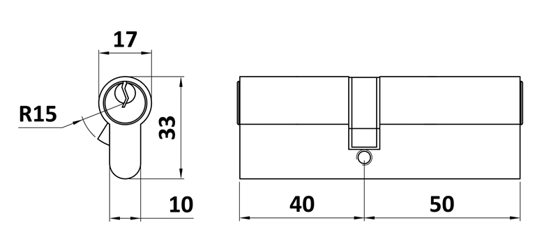 VL90 Cylindrická vložka EURO 40/50 mm, mosadzná, 3 kľúče