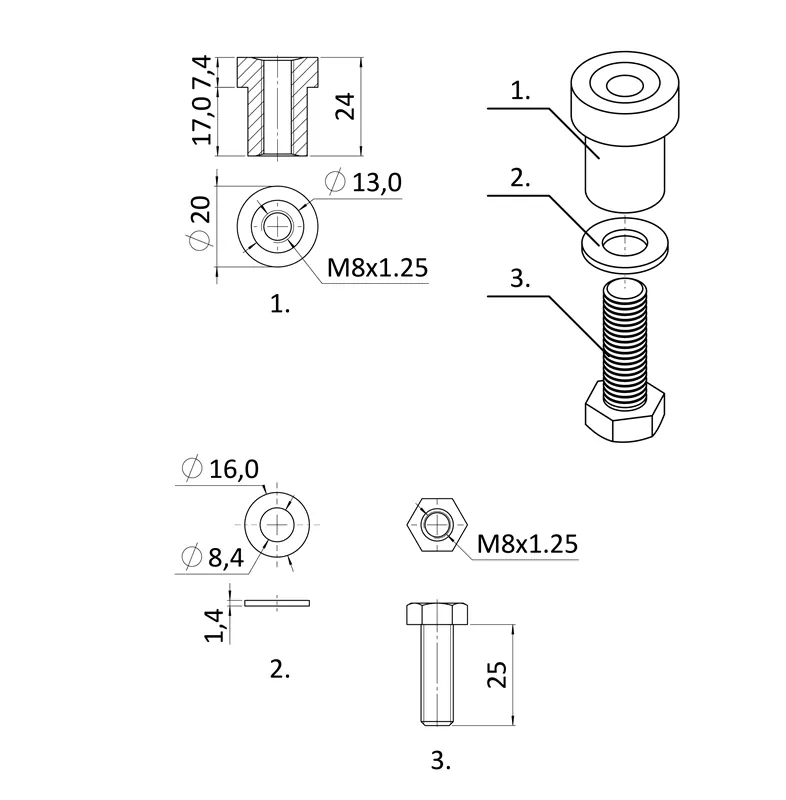 CREM-S privarovacia matica so skrutkou M8x30 pre uchytenie kovového hrebeňa CREM