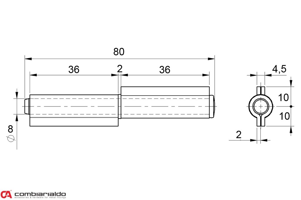 C100/80 pánt dvojdielny 80mm
