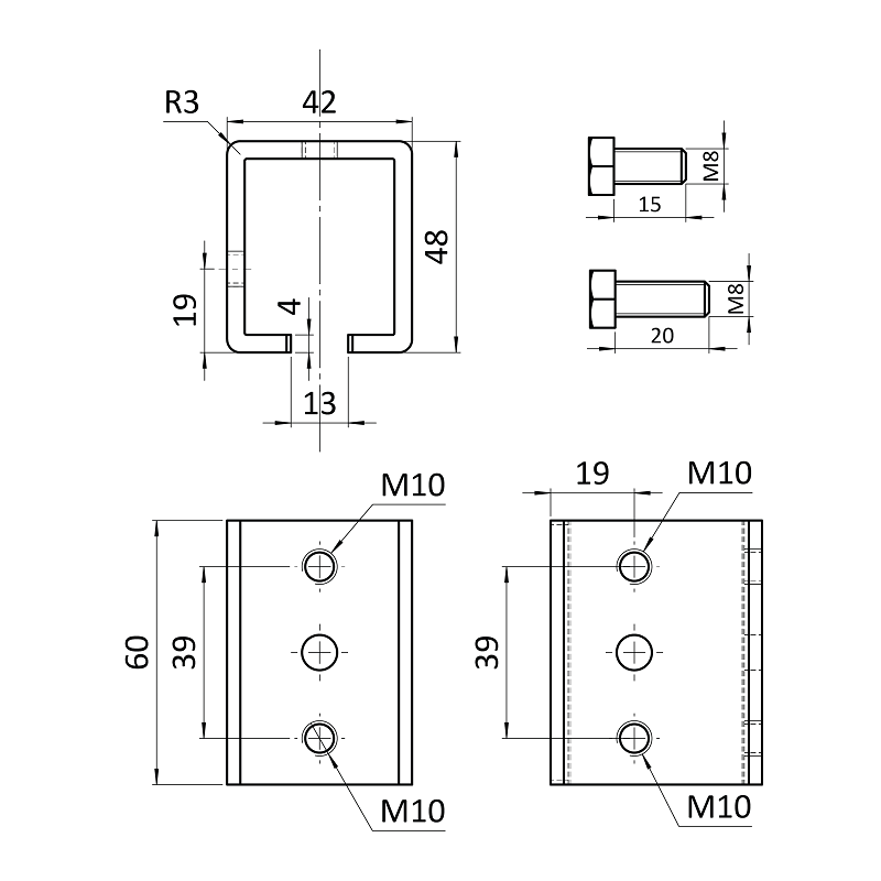 C330P Spojka pre profil C920P závesného systému KVN gate systems