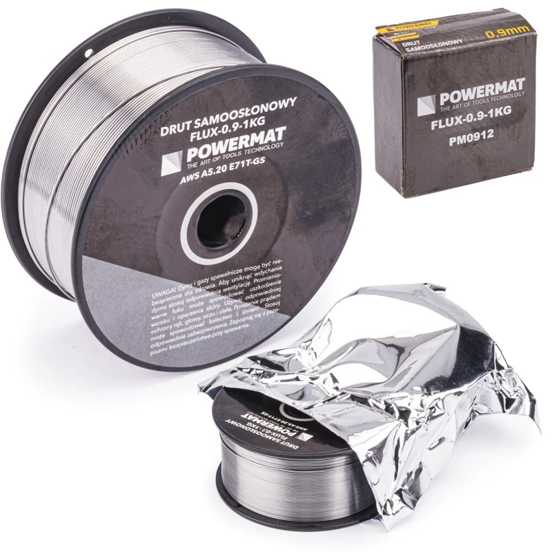 E71T-GS-0.9 - drôt zvárací FLUX - 0.9mm, Metóda: MIG (Flux / FCAW) , Priemer cievky: 100 mm , Vnútorný priemer: 17 mm, 1 kg.