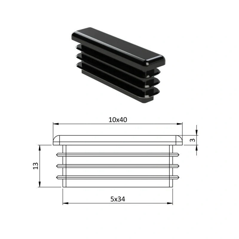 ZP10x40GRAY Obdĺžnikové, materiál polyetylén, Šedá