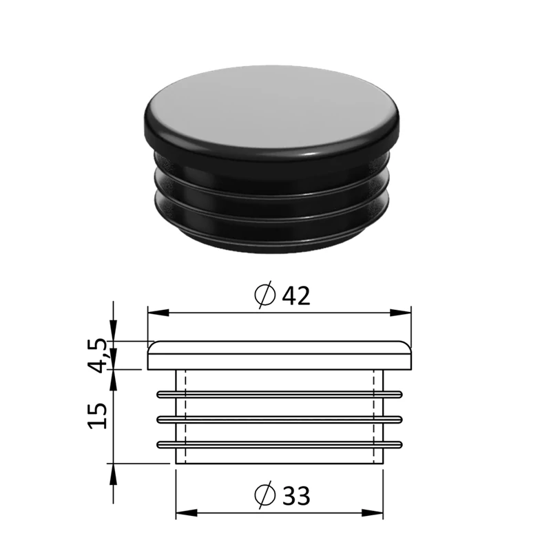 ZO 1 1/4WHITE, Vnútorná krytka guľatá ø 42 mm, plastová Biela, 