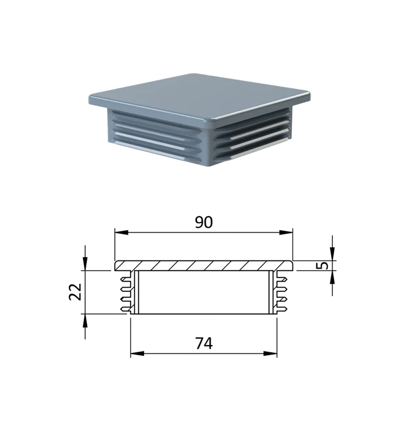 ZK90x90 Plastové zátky štvorcové, materiál polyetylén - Antracit, Biela, Čierna, Šedá